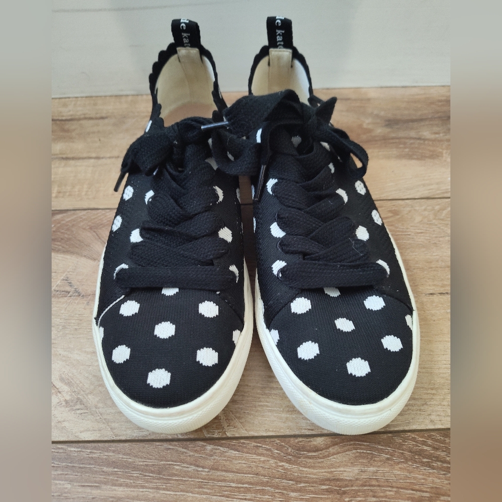 kate spade Black and White Polka Dot Lace-Up Sneakers - Picture 2 of 9
